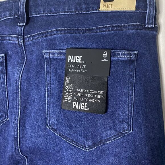 Paige Genevieve NWT high rise flare wide jean sail away dark wash 33 NEW - Picture 9 of 13